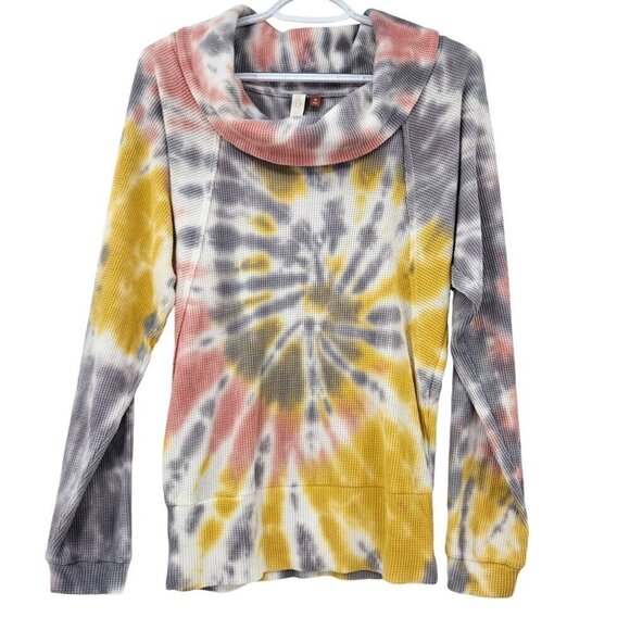 Anthro Pilcro Angie Mock Neck Waffle Top Tie Dye Women's Size XS Boho Hippie - Picture 2 of 9